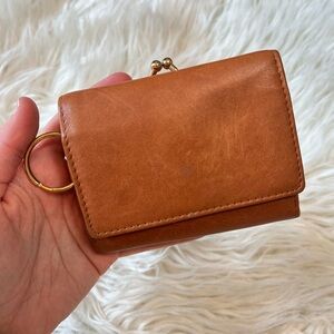 Princess Gardner Vtg 90s Leather Kiss Lock Wallet British Tan Brown Key Ring 🐂